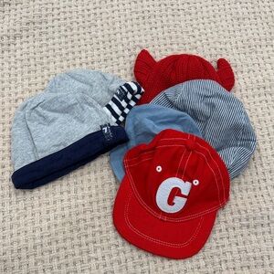Red and Gray Kids Cap Set
